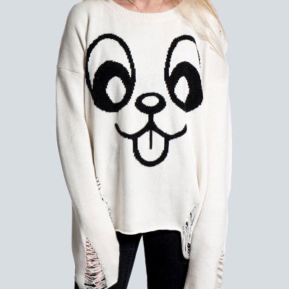 DROP DEAD CLOTHING Gerald Dog Face Jumper - Size 10/12 - Picture 1 of 8